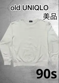 OLD UNIQLO スウェット90sオフホワイト短丈美品紺タグ激安スタート