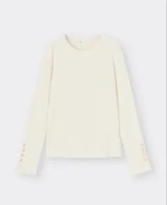 GU リブ編み 長袖　L リブボタンスリーブセーターZ オフホワイト