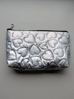 シルバー ハート模様 ポーチ (ハンドメイド)