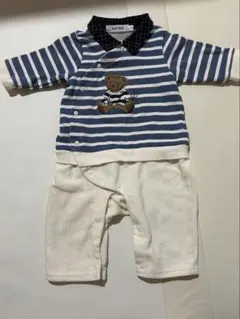 スラップスリップ ロンパース クマ ボーダー 70