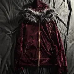 y2k spinash ファー パーカー ベロア 英字 平成 お兄系 v系