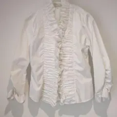 DONNA KARAN 長袖 フリルブラウス アイボリー US8 - メルカリ