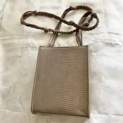 クロコ型押しベージュ ポシェット ショルダーバッグ