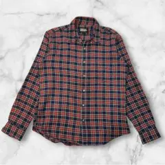 FIRST DOWN チェックネルシャツ Lネルシャツ 赤×ネイビー 古着