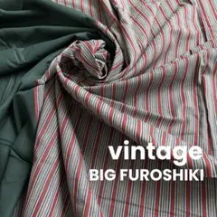 昭和レトロ モダン 大判風呂敷 マルチクロス ストライプ×深緑 165×155