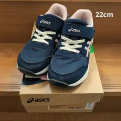 美品 asics LAZERBEAMスニーカー 22.0cmネイビー即日発送可！