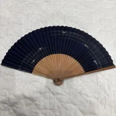 京扇子 紺色白竹　ブラック 和装小物