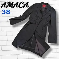 【美品】AMACA トレンチコート 38サイズ 黒　キュプラ　日本製のサムネイル