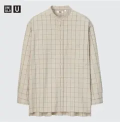 フランネルオーバーサイズスタンドカラーチェックシャツ ユニクロu