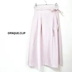 オペークドットクリップ ロングフレアスカート ドット柄 ピンク系 ゴム