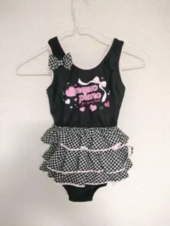 美品✨mezzo piano 女の子 ワンピース水着 130cmリボン黒×ピンク