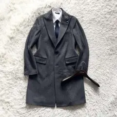 <極美品>LARDINI 新ロゴ グレー ウール チェスターコート サイズ50