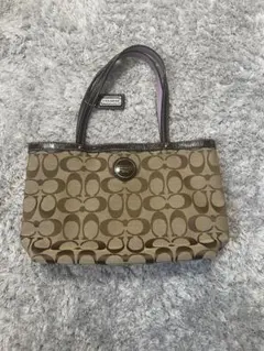 COACH ロゴ柄ハンドバッグ ブラウン