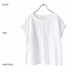 ★美品★ archi リネン100% 半袖トップス 白 麻 ゆったりFREEのサムネイル