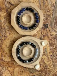 【青✖️灰】天然石ブレスレットセット