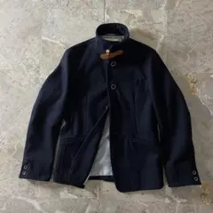 00s vintage 皮ベルト付襟 ウールコート ショート丈 モード トラッド