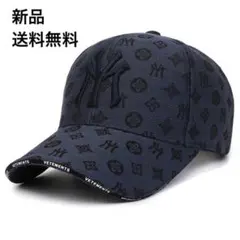 激レア物⭐️新品 総柄ロゴベースボールキャップ 帽子 ネイビー NYストリート