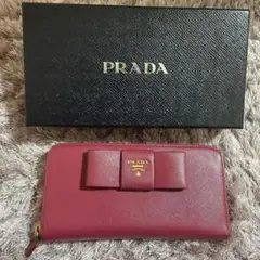 PRADA サフィアーノ リボン ピンク 箱付き