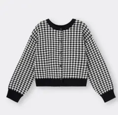 2WAYクロップドカーディガン（長袖） （チェック）（セットアップ可能）