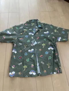 personsカラフル刺繍オリーブグリーン半袖シャツ Sのサムネイル
