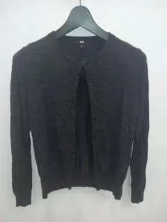 ユニクロ　ウール製ダークグレー長袖カーディガン
