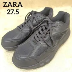 未使用級 ザラ スニーカー リアルレザー ボリュームソール オールブラック 厚底