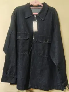 GU デニム ハーフジップシャツ ネイビー XL