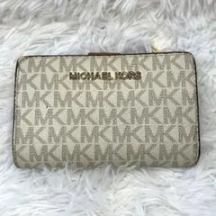 【美品】マイケルコース シグネチャー 2つ折り財布　小銭入れ　白　MK