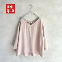 458 UNIQLO ユニクロ　ドレープブラウス　七分袖　シフォン　ゆったり　S
