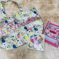 ピンク花柄系　3点セット売り　未使用美品　タオルハンカチ＆トートバッグ＆便箋