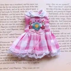 LOVOT服 ラボット ハンドメイド ピンクチェックワンピースと