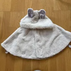 ウサギ耳付きフリースベビーポンチョ　80〜90cm
