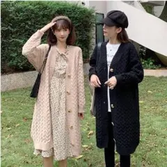 大きいサイズ 新品 秋冬 ニット ロングカーディガン 黒 ゆったり 5L　長袖f