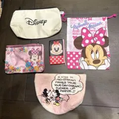 ミニーマウス ポーチ他　巾着　コインケース　まとめ売り　未使用4品含む