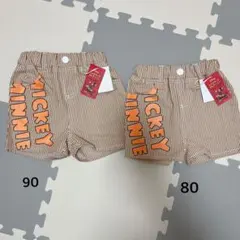 ディズニー　ミッキー　ミニー　ストライプ　ズボン　半ズボン　半パン　80 90