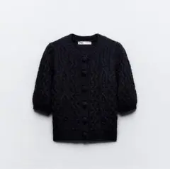 ZARA ケーブルニットカーディガン　ネイビー