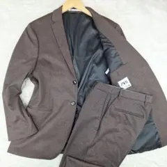 ZARA　ストレッチスーツ　セットアップ　ブラウン　千鳥　EUR 上48下36