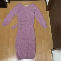 Lily Brown ピンク ロングニットワンピース