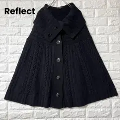 リフレクト ニット ポンチョ ケープ 黒 ウール 日本製 ワールド