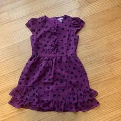 Forever21 パープル　ブラック　猫　フリル　ミニワンピース150 160