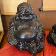 布袋様 置物 縁起物 黒色