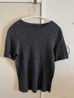 ユニクロ　メリノリブクルーネック半袖ニット