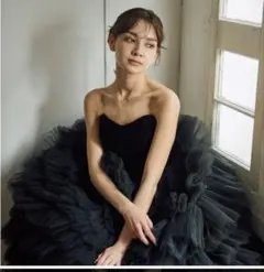 DRESS PRODUCTION ベロア チュール ドレス（W302BK）