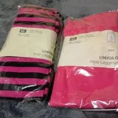 【送料無料】UNIQLO キッズレギンス XL ピンク・ストライプ