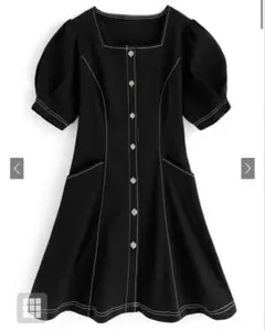 GRL スクエアネック配色ステッチフレアミニワンピース ［nh51］