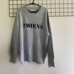 studioCLIPスタディオクリップロゴニットプルオーバー グレーAMIENS