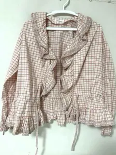ワンダフルワールド　チェック柄フリルシャツのサムネイル