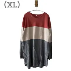 1001 レディース長袖ニットXLサイズ丈長め体型カバーＶネック秋冬大きいサイズ