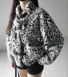 me+em select レオパードボリュームファーコート