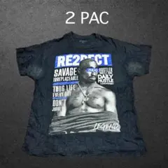 2PAC プリントTシャツ RE2PECT ラップT ヒップホップ ブラック